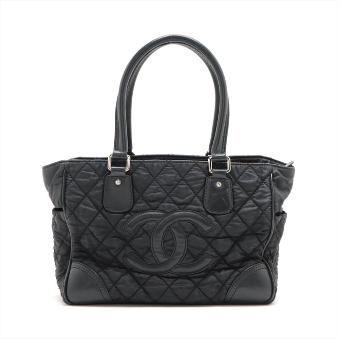 Chanel Paris New York Line Nylon &amp; Leather Tote Bag Black Silver Metal Fittings 10 Series #2881 by Bolt Boutique