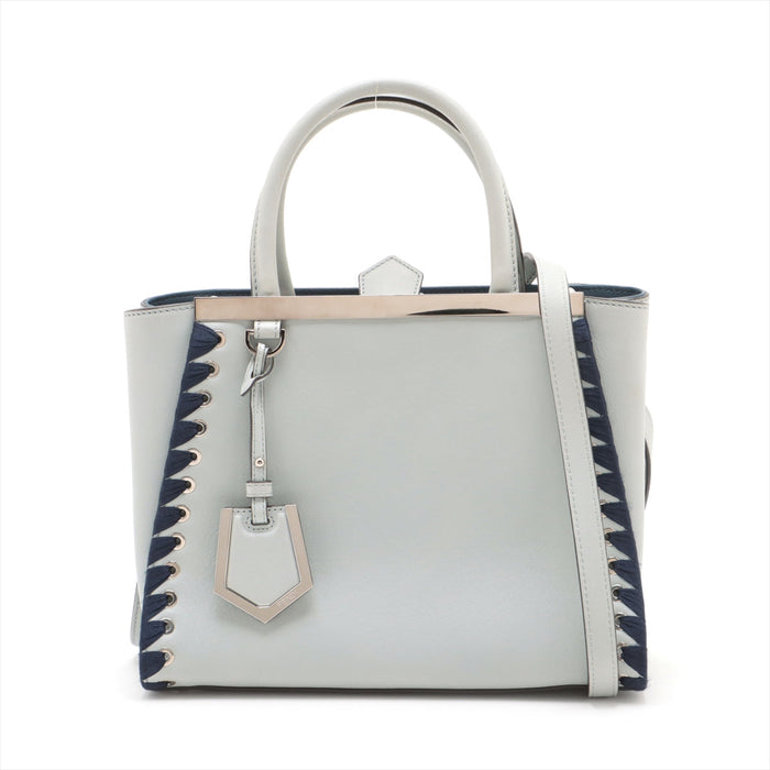 Fendi Petit 2 Jours Leather 2 Way Handbag Blue Gray #3263 by Bolt Boutique