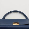 Celine Trapeze Leather & Suede 2 Way Handbag Blue #3266 by Bolt Boutique