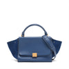 Celine Trapeze Leather & Suede 2 Way Handbag Blue #3266
