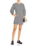 Aqua Womens Houndstooth Balloon Sleeve Mini Dress, Size Medium by Vanessa Jane