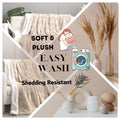 DaDalogy Bedding Champagne Ivory Faux Fur Throw Blanket - Dreamy Gold Geometric Embossed Sherpa Backside - Super Soft Warm Cozy Plush Fluffy by DaDalogy Bedding Collection