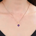Chunky Amethyst Heart Pendant Necklace by Fine Color Jewels