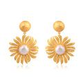 Anemone's Charm Drop Earrings - Pearl by Christina Greene