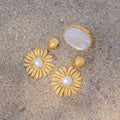 Anemone's Charm Drop Earrings - Pearl by Christina Greene
