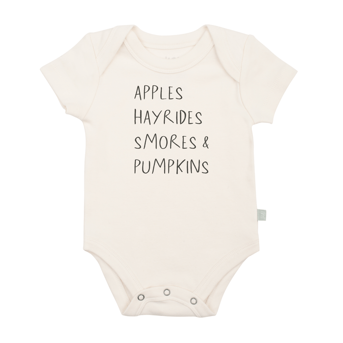 graphic bodysuit | apples hayrides smores by Finn + Emma