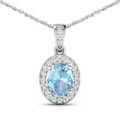 14K White Gold Aquamarine Pendant by Fine Color Jewels