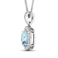 14K White Gold Aquamarine Pendant by Fine Color Jewels
