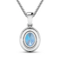 14K White Gold Aquamarine Pendant by Fine Color Jewels