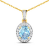 14K Yellow Gold Aquamarine Diamond Pendant