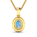14K Yellow Gold Aquamarine Diamond Pendant by Fine Color Jewels