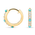 Ashton 14K Gold Turquoise Huggies with White Diamonds by Christina Greene