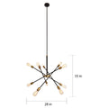 Elegant Lighting Axel 10 Light Chandelier in Black and Brass by Vanessa Jane