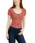 Hippie Rose Juniors Button-Trimmed Waffle-Knit Top by Vanessa Jane