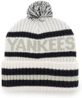 47 New York Yankees Adult Bering Cuffed Knit Pom Beanie Hat - White by I-Max Fashions