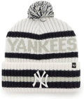 47 New York Yankees Adult Bering Cuffed Knit Pom Beanie Hat - White by I-Max Fashions
