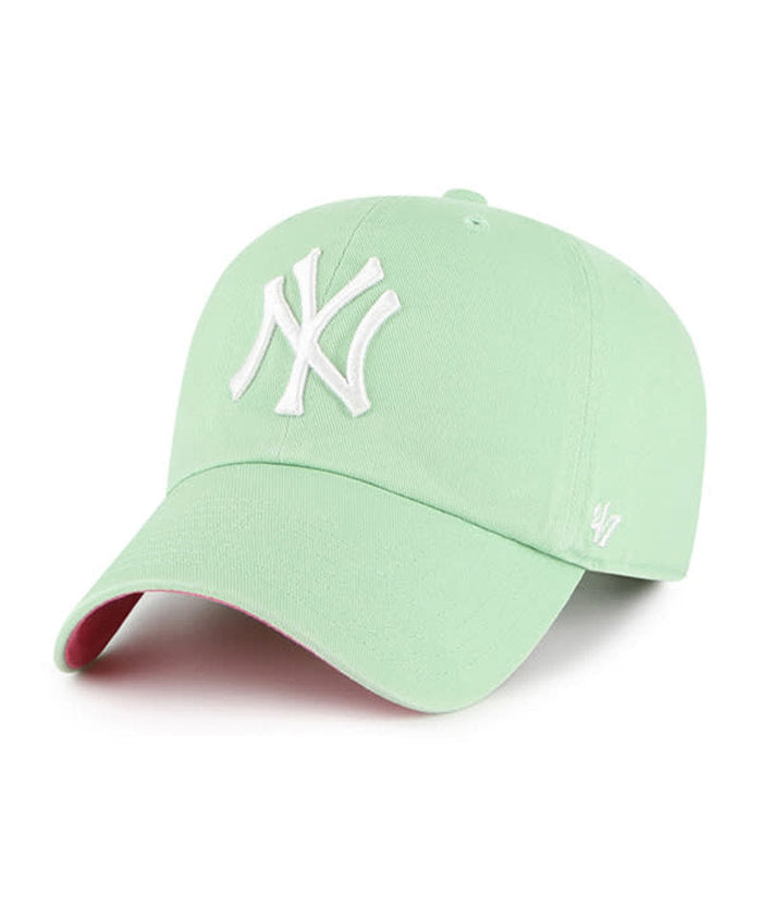 47 New York Yankees Ballpark Clean Up Dad Hat Baseball Cap - Hemlock/Pink by I-Max Fashions