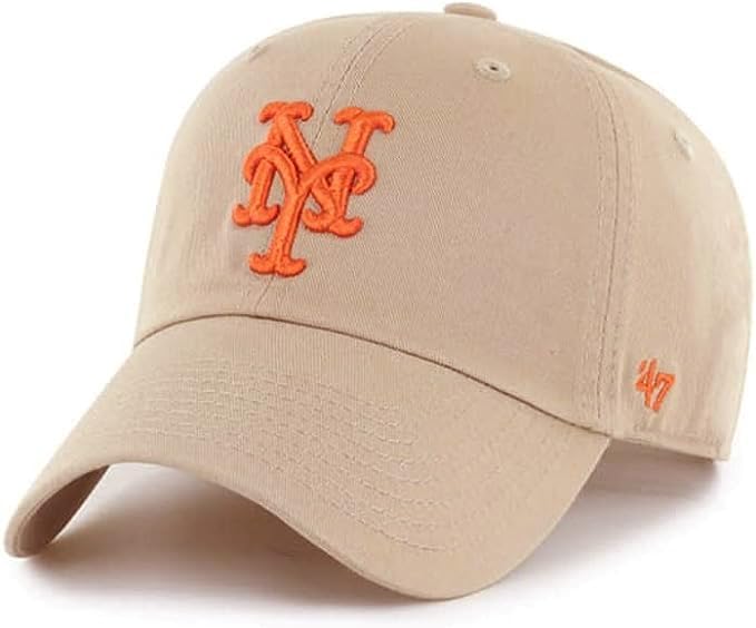 47 New York Mets Hat Mens Womens Clean Up Adjustable Baseball Cap, Khaki by I-Max Fashions