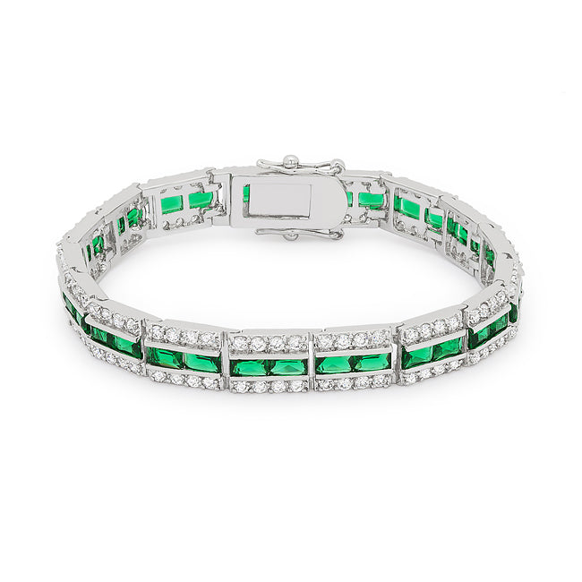 Avera Clear and Blue Alternating Crystal Eternity Ring by Avera Group