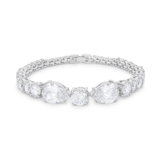 Elegant Pear and Round Cubic Zirconia Tennis Bracelet by Avera Group
