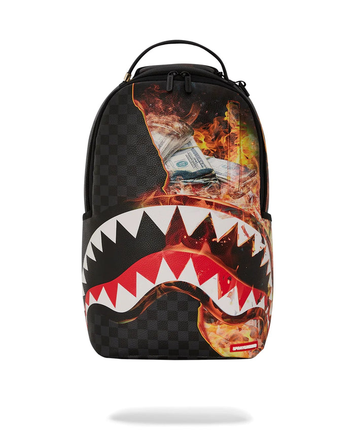 Sprayground Shark Fire Check DLXSV Backpack B6358 by I-Max Fashions