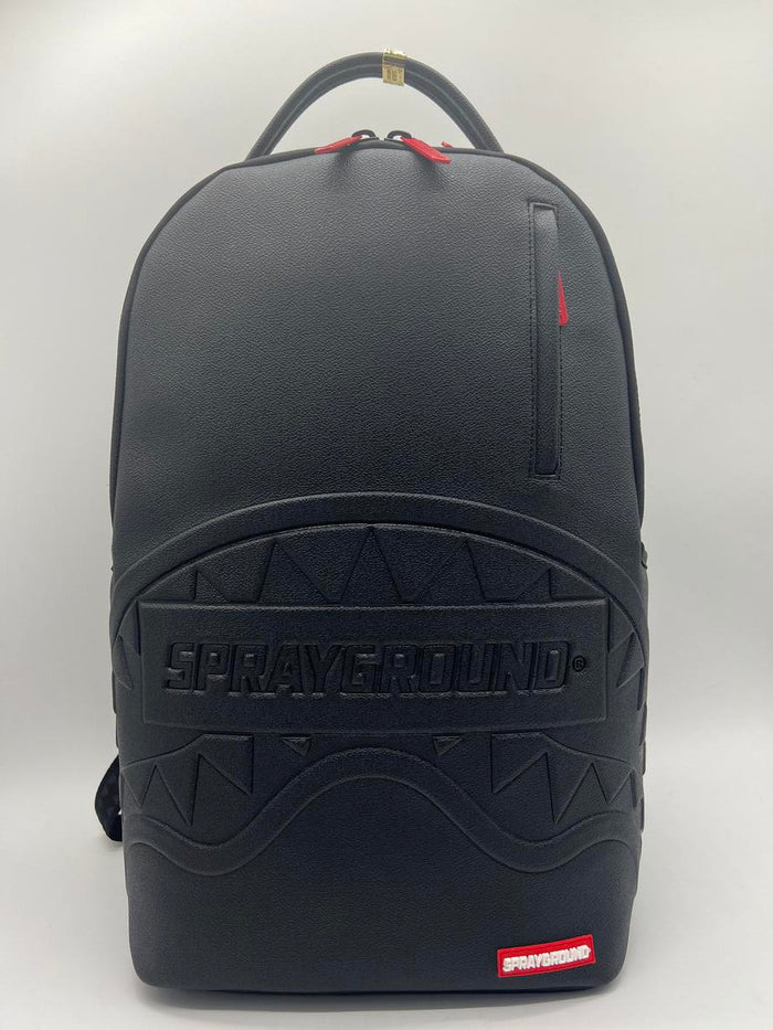 Sprayground Shark Smash Logo Black DLXS Embossed Backpack B6396 by I-Max Fashions