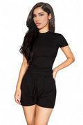 Ribbed Round Neck Short Sleeve Top {BT5492} by The House of Stylez