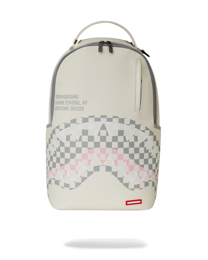 Sprayground Cream Check Shark Central DLXSV Backpack B7420 by I-Max Fashions