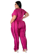 Curvy Short Sleeve Top Matching Tassel Pants by The House of Stylez