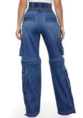 Convertible Baggy Cargo Jeans with Double Waist Band by The House of Stylez