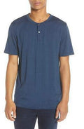Theory Mens Anemone Trim Fit Stripe Henley, Blue, Size XXL by Vanessa Jane