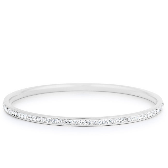 Simple Plated Finish Crystal Bangle by Avera Group
