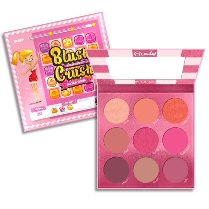 RUDE Blush Crush 9 Color Blush Palette - Match Three by Avera Group