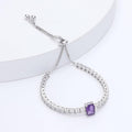 Natural Octagon Dark Amethyst Bracelet by Fine Color Jewels