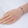 Natural Octagon Dark Amethyst Bracelet by Fine Color Jewels