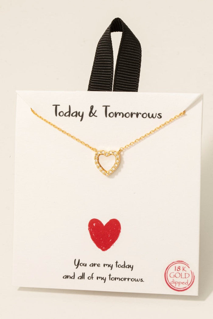 Gold Dipped Cz Halo Set Shell Heart Pendant Necklace by Boutique 23