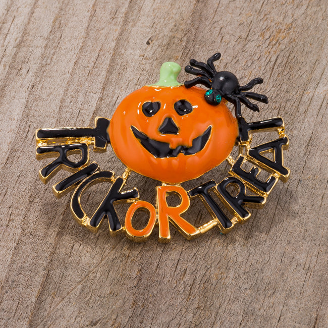 Jack-O'-Lantern Brooch With Crystals by Avera Group