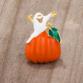 Pumpkin And Ghost Brooch With Crystals by Avera Group
