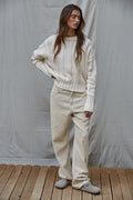 Lume Wide Ribbed Pullover: Natural by Boutique 23