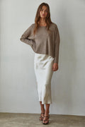 Apollo Ribbed Pullover Top: Dark Mocha