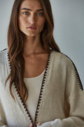 Lotte Contrast Stitch Open Cardigan by Boutique 23