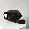 Full-Grain Crazy Horse Leather Waist Bag – Crossbody Travel Waist Pack by MiamiLeathers.com