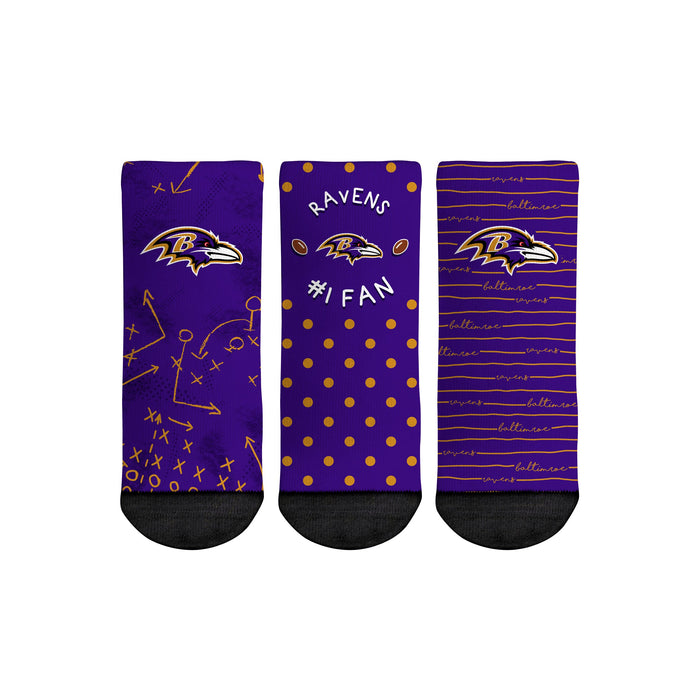 Baltimore Ravens - Number 1 Fan 3-Pack (Toddler) by Rock 'Em Socks