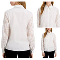 Alfani Lace-Sleeve Button-up Shirt by Vanessa Jane