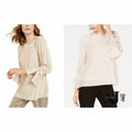 Alfani Women's Textured-Stripes Embellished-Neck Top by Vanessa Jane