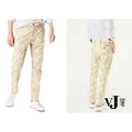 Dockers Alpha Khaki Beige Leaf Print Slim Fit 360 Flex Chino Pants by Vanessa Jane