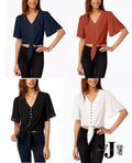 Gypsies & Moondust Juniors Buttoned Tie-Front Camp Shirt by Vanessa Jane