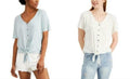 Hippie Rose Juniors Tie-Front Button-Trimmed Top by Vanessa Jane