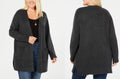 Style & Co. Womens Plus Heathered Ribbed Trim Cardigan Sweater by Vanessa Jane