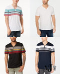I.n.c. Mens Striped Split-Neck T-Shirt by Vanessa Jane